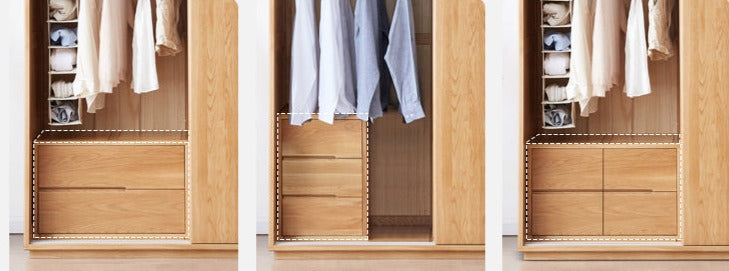 Oak Solid Wood Wardrobe Sliding Door.