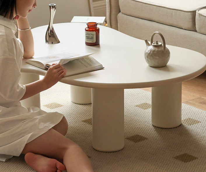Rubber Solid Wood Creamy Cloud Coffee Table