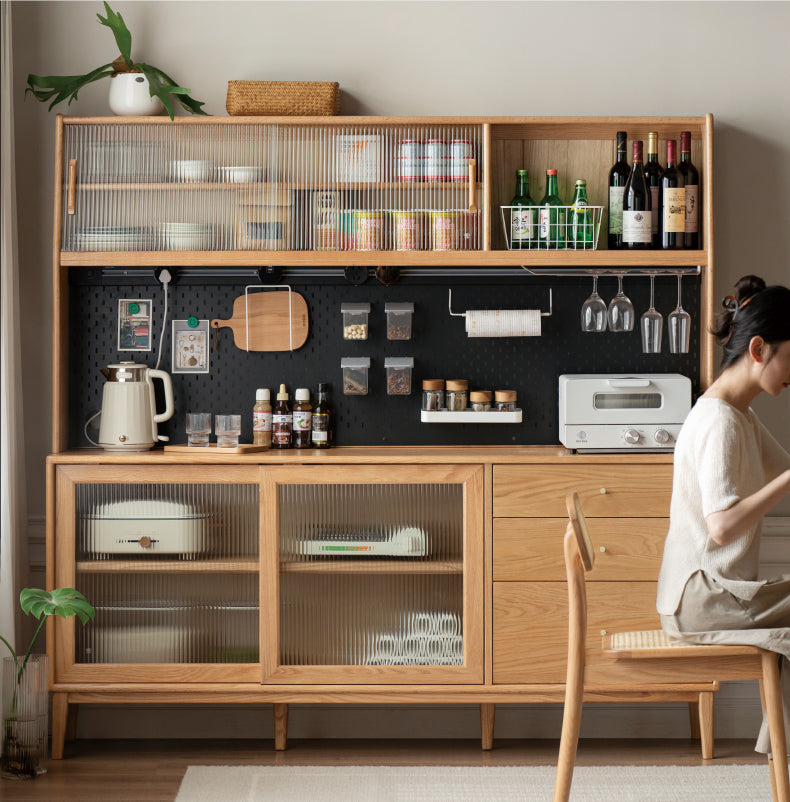 Solid Rubberwood, Oak Solid Wood, Beech Solid Wood Buffet Cabinet, Sideboard