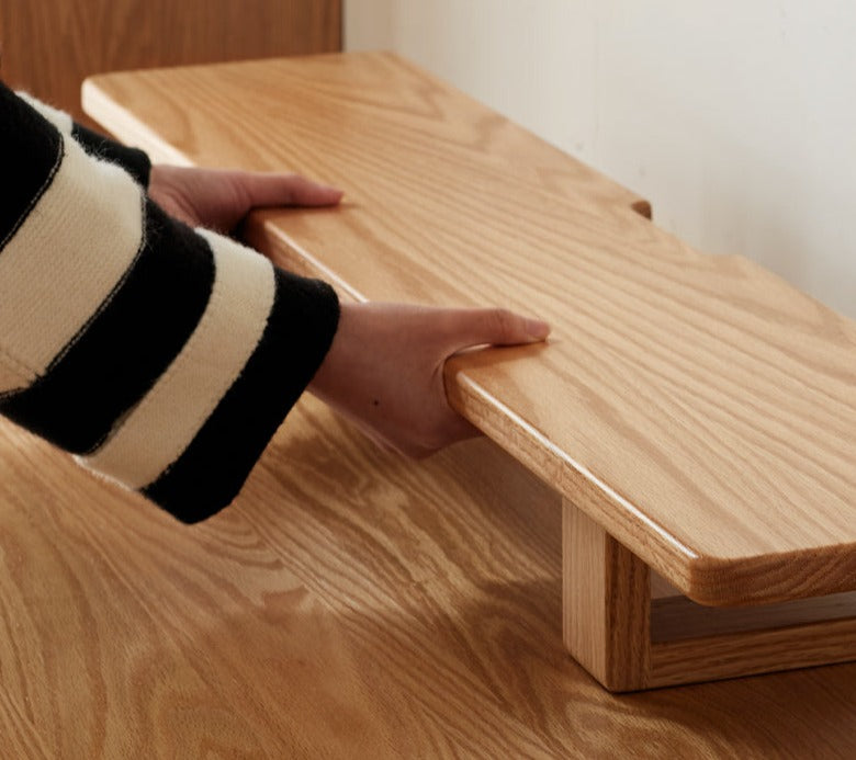 Solid Rubberwood, Black Walnut, Oak Solid Wood Heightening Computer Stand, Table shelves