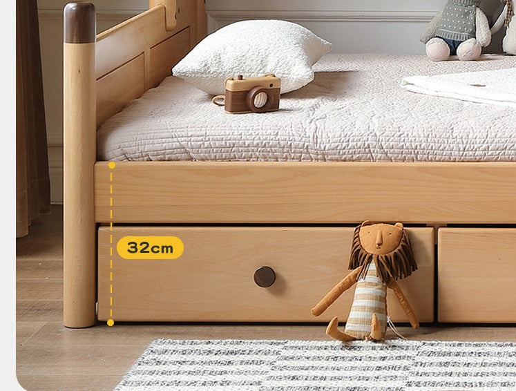 Oak solid wood Multi-function bed with storage