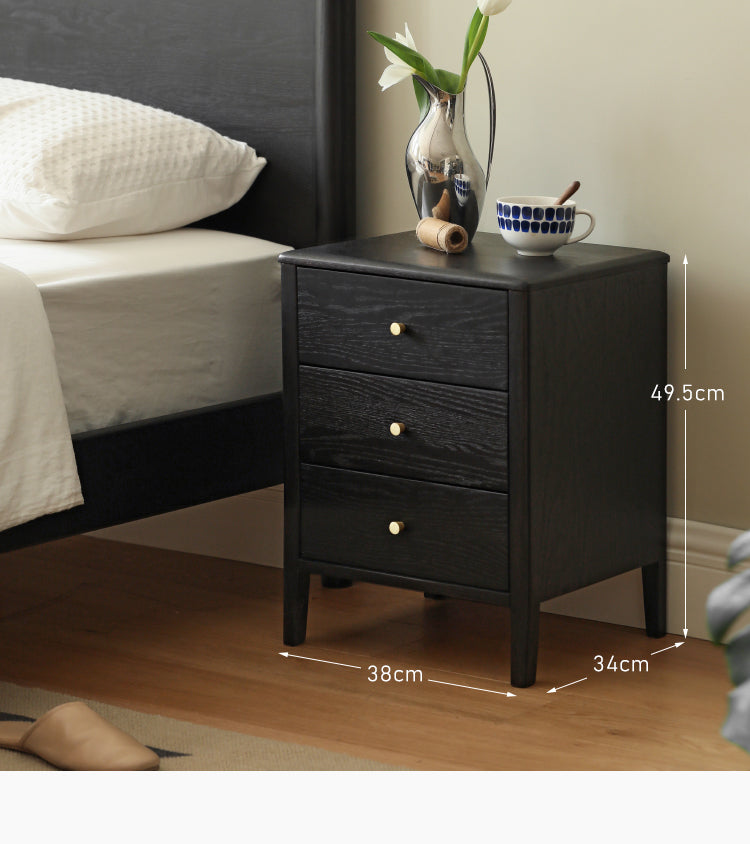 Oak solid wood retro smoky color Nightstand.