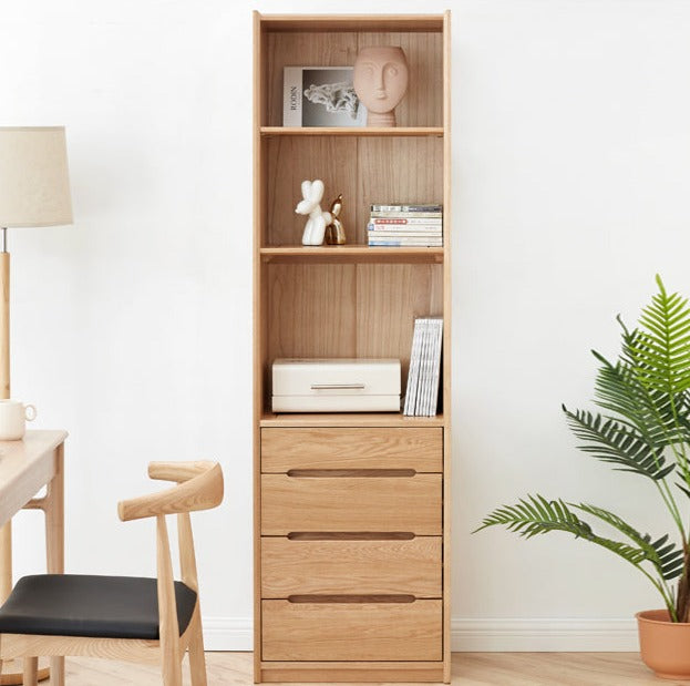 Oak Solid Wood Floor-To-Ceiling Bookshelf