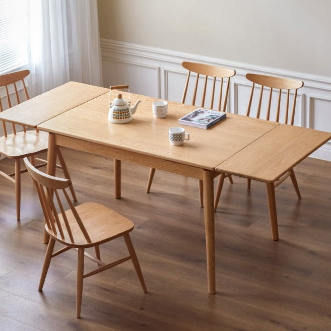 Oak Solid Wood Retractable Large Tabletop Dining Table