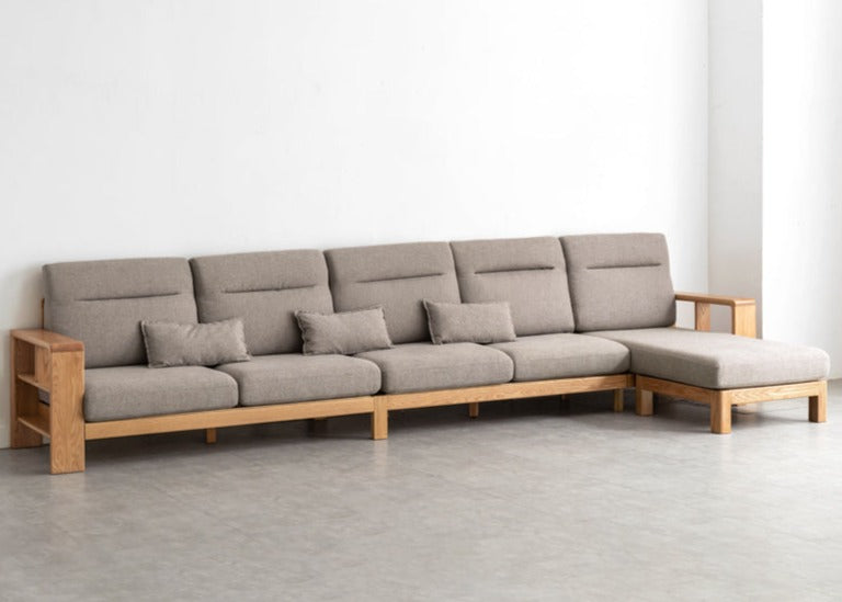 Oak Solid Wood Sectional Sofa-two colors available