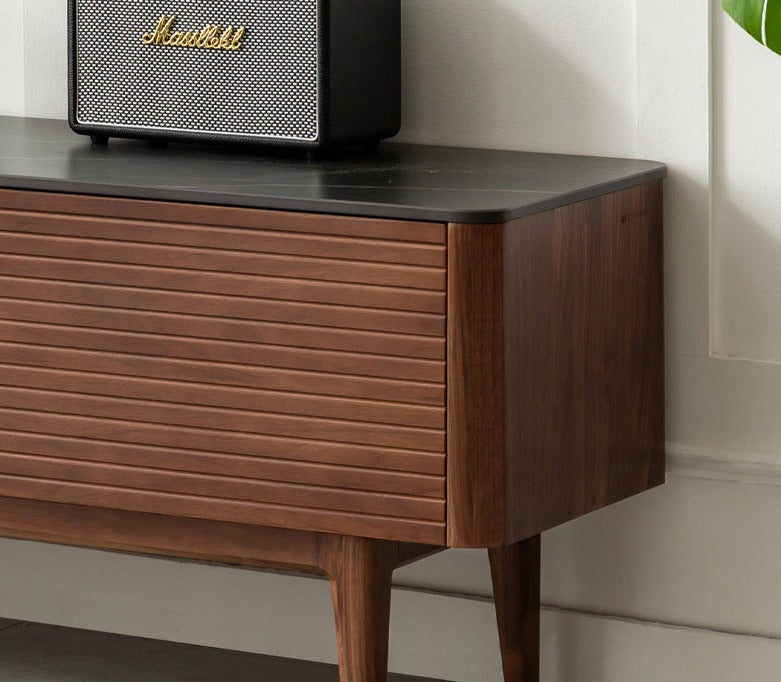 Black Walnut Solid Wood Slate TV Stand.