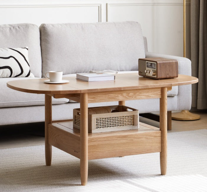 Oak, Beech Solid Wood Folding Mobile Coffee Table