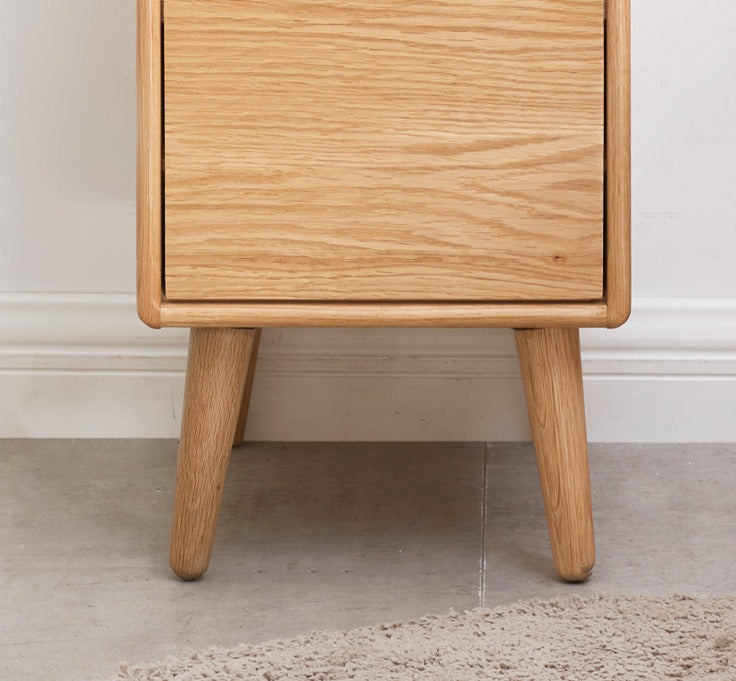 Oak Solid Wood, Solid Rubberwood Ultra-Narrow Nightstand.
