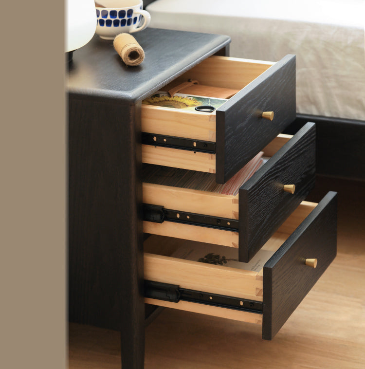 Oak solid wood retro smoky color Nightstand.