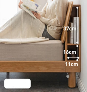 Oak Solid Wood Soft Light With Bookshelf Bed