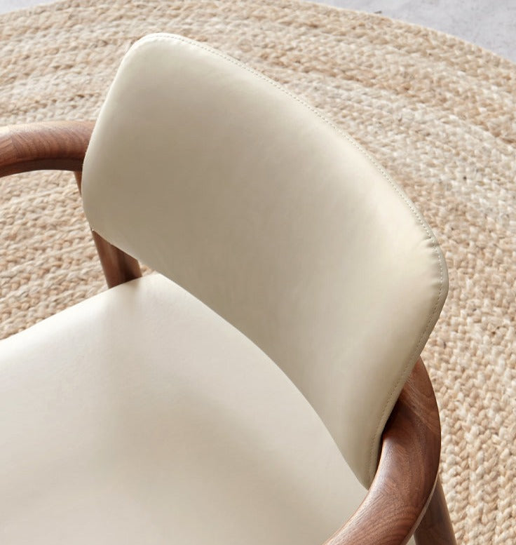 Black Walnut Solid Wood Top layer of Yellow Cowhide Armchair, Organic leather: