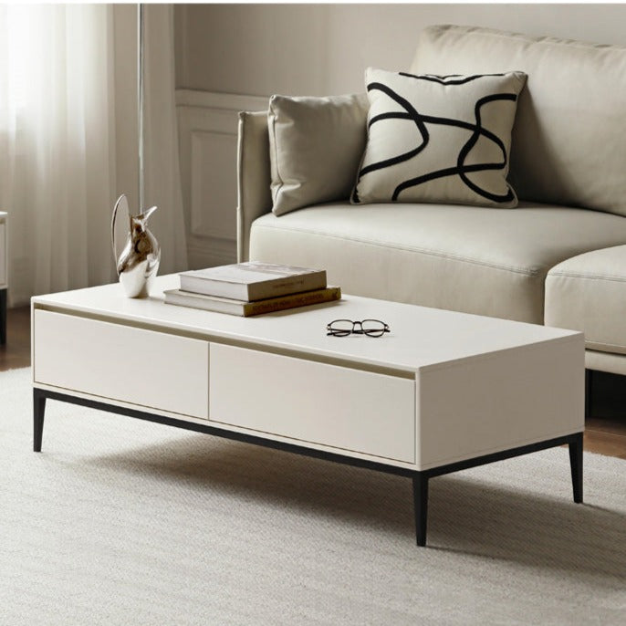 Elegant creamy white сoffee table Ash solid wood