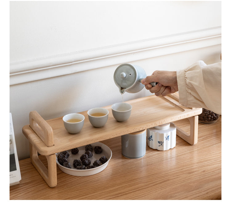 Beech, Acacia Solid Wood Shelf Desktop Storage Rack