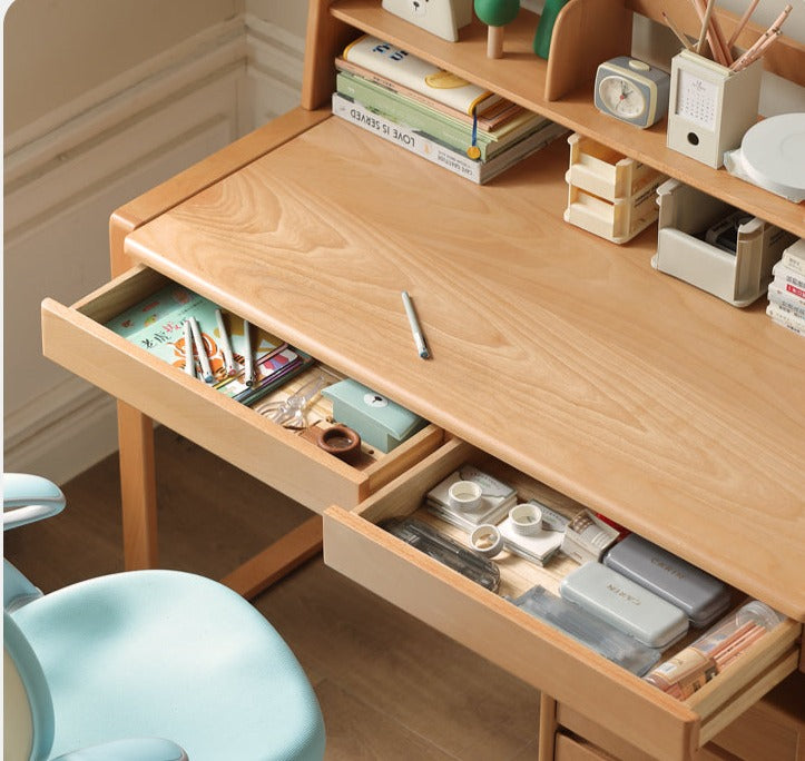 Beech Solid Wood Desk Can Be Lifted and Adjusted