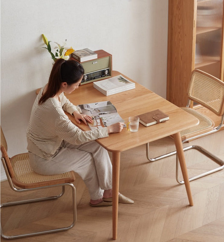 Oak Solid Wood Retractable Folding Dining Table