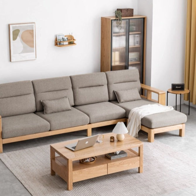 Oak Solid Wood Sectional Sofa-two colors available