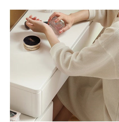 Poplar Solid Wood Telescopic DressingTable +LED Makeup Mirror.