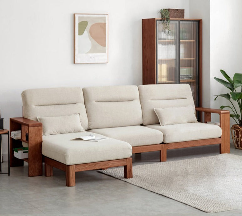 Oak Solid Wood Sectional Sofa-two colors available