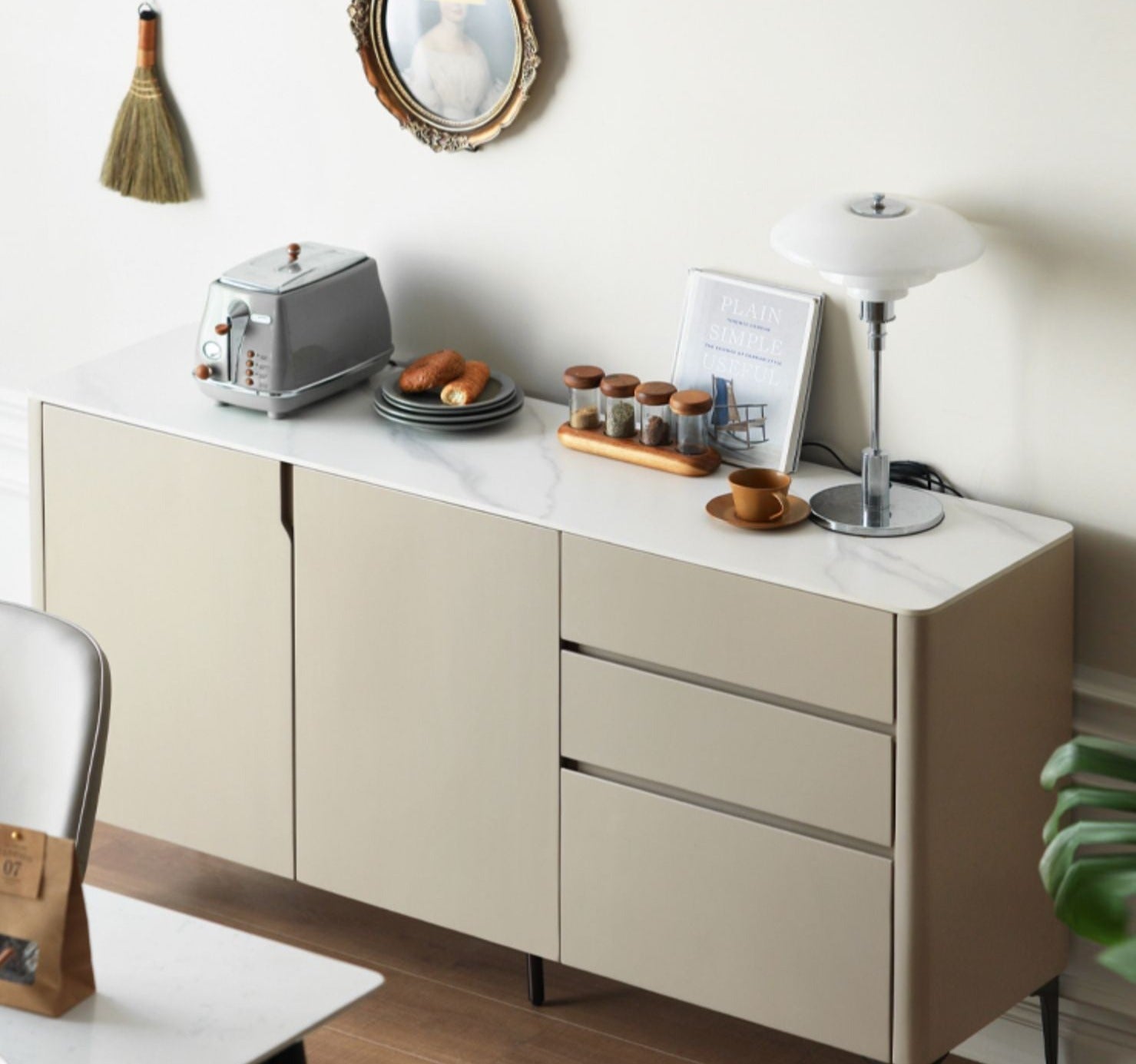 Poplar Solid Wood Sideboard Slate Top