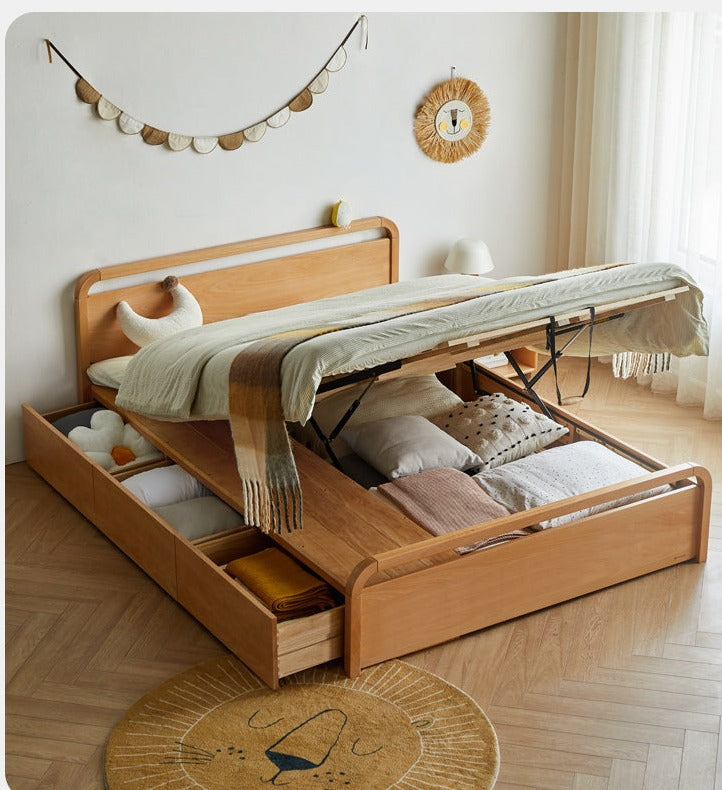 Beech solid wood Multi-functional with storage box bed<