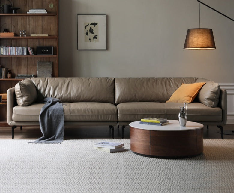 First Layer Cowhide, Organic Leather ,Tech Fabric Italian Style Sofa.