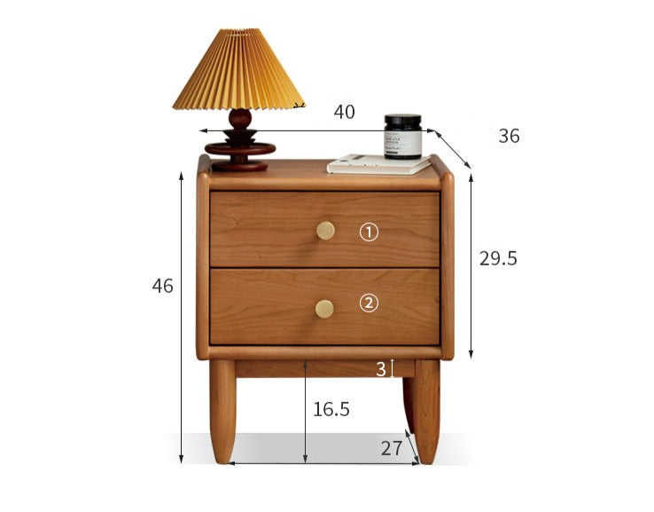 Ash, Cherry Solid Wood Nightstand.
