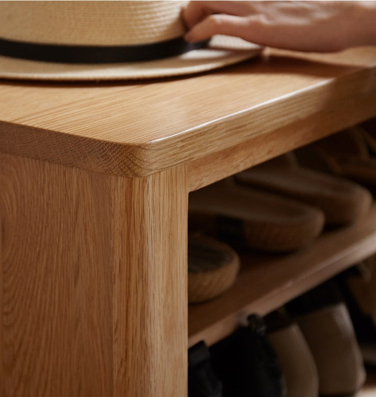 Oak Solid Wood Shoe Storage Bench