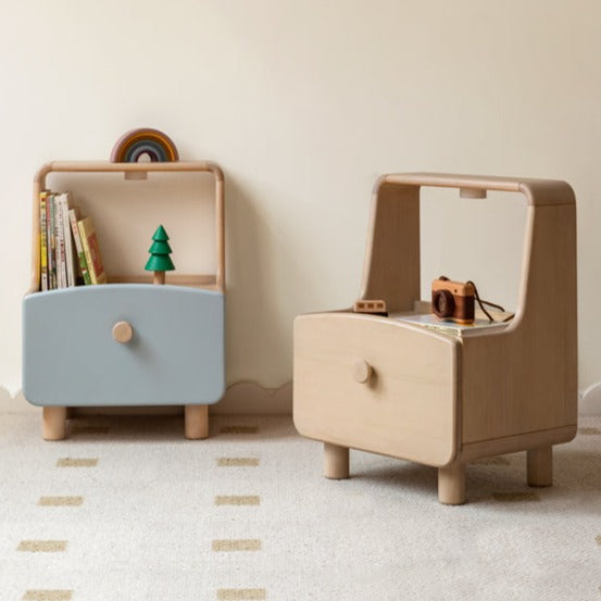 Birch, Beech Solid Wood Nightstand Built-in Night Light
