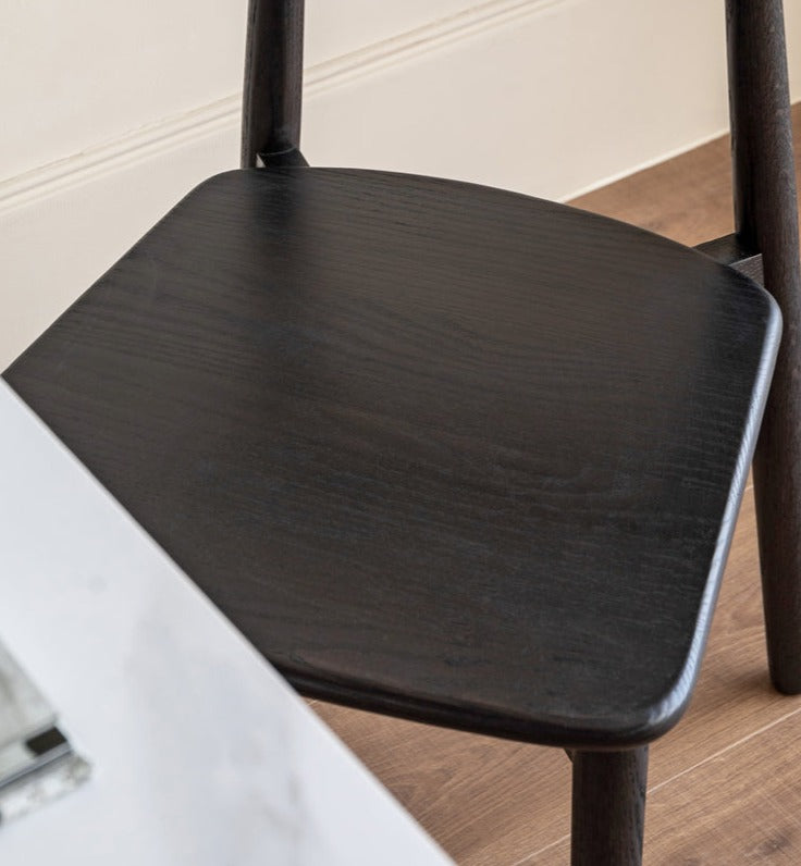 4 Pcs Oak Solid Wood, Solid Rubberwood Black Chair