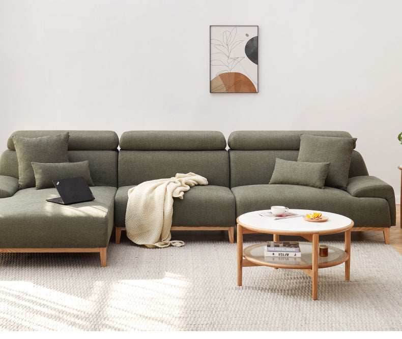 Fabric Modern Corner Sofa with High Back, Frame - Russian Larch