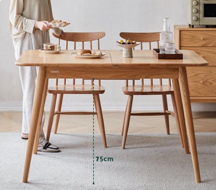 Oak Solid Wood Retractable Folding Dining Table