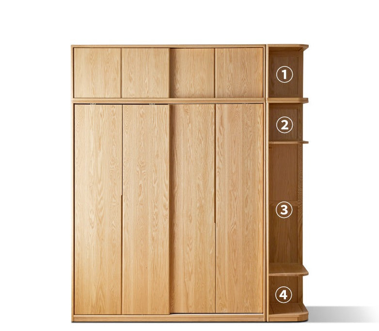 Oak Solid Wood Wardrobe Sliding Door-