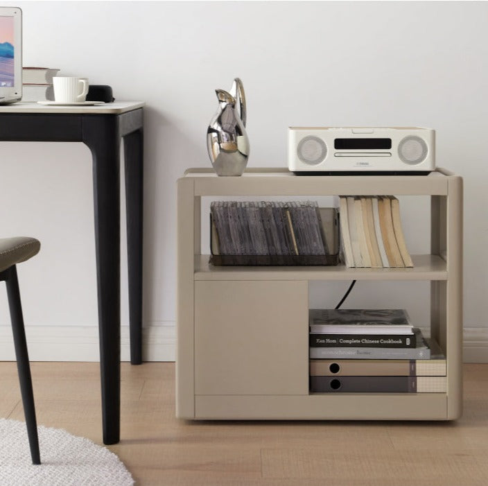 Poplar Solid Wood Side Table With Rock Slab Top