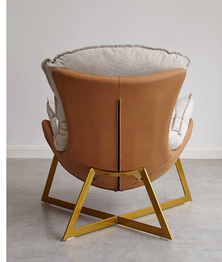 Leather Technology Cloth Lounge Eggshell Armchair