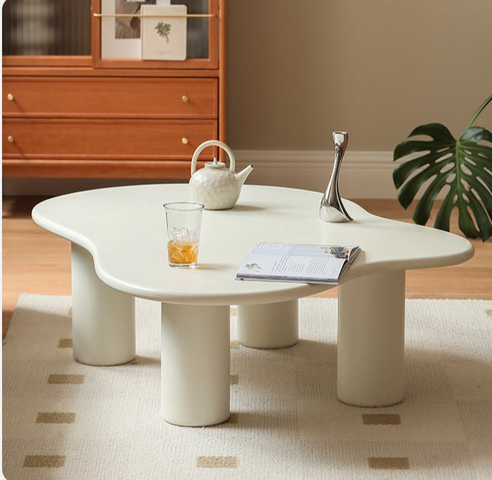 Rubber Solid Wood Creamy Cloud Coffee Table