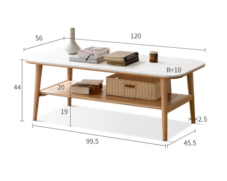 Oak, Beech Solid Wood Slate Coffee Table