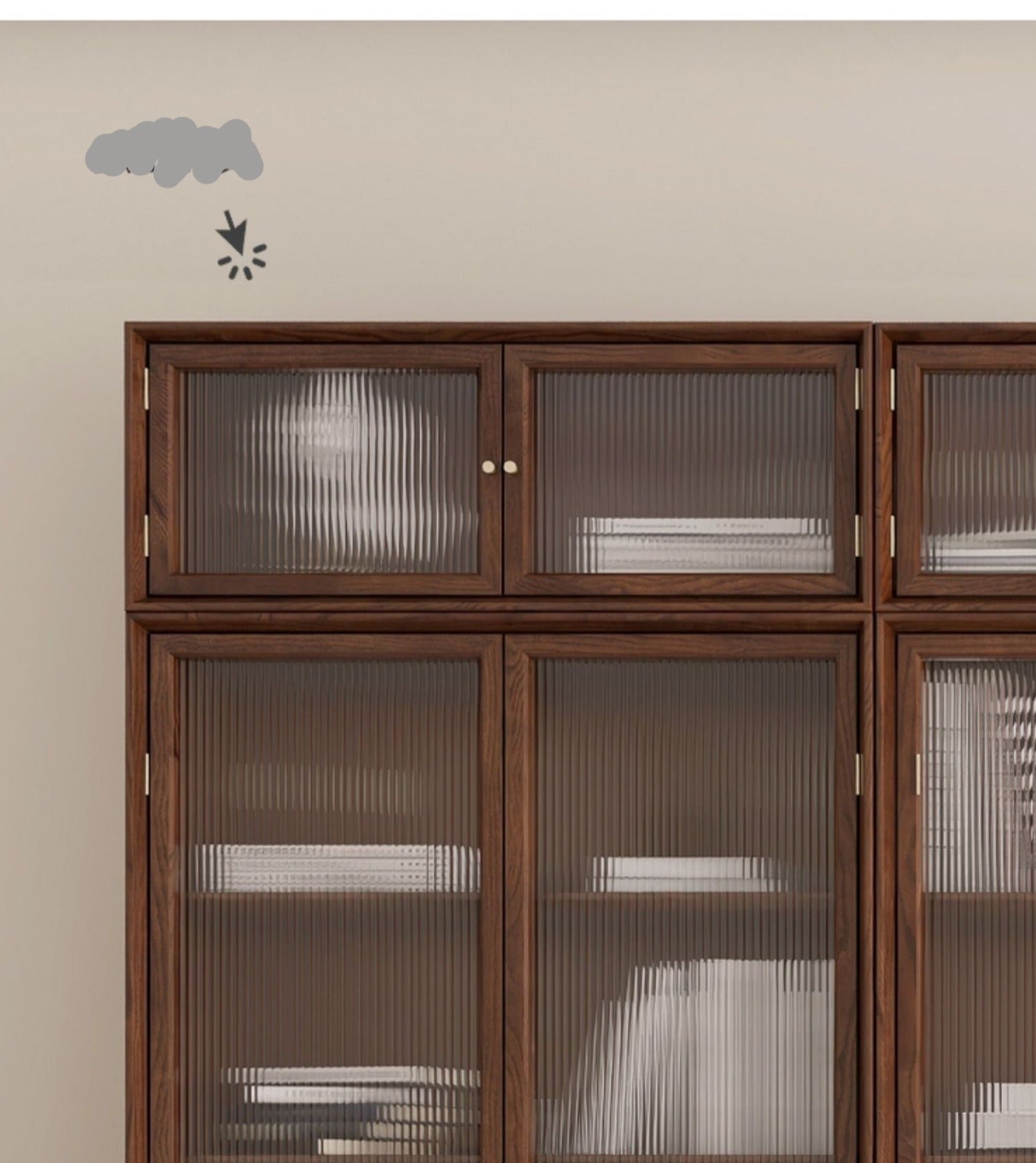 Oak, Ash Solid Wood Modular Bookcase with Glass Doors