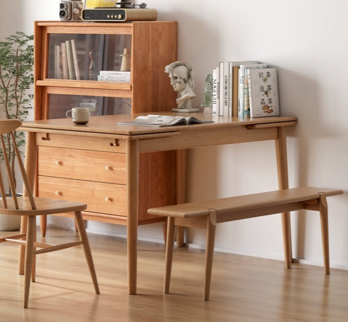 Oak Solid Wood Retractable Large Tabletop Dining Table