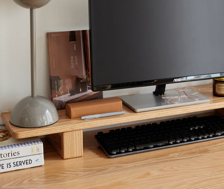 Solid Rubberwood, Black Walnut, Oak Solid Wood Heightening Computer Stand, Table shelves
