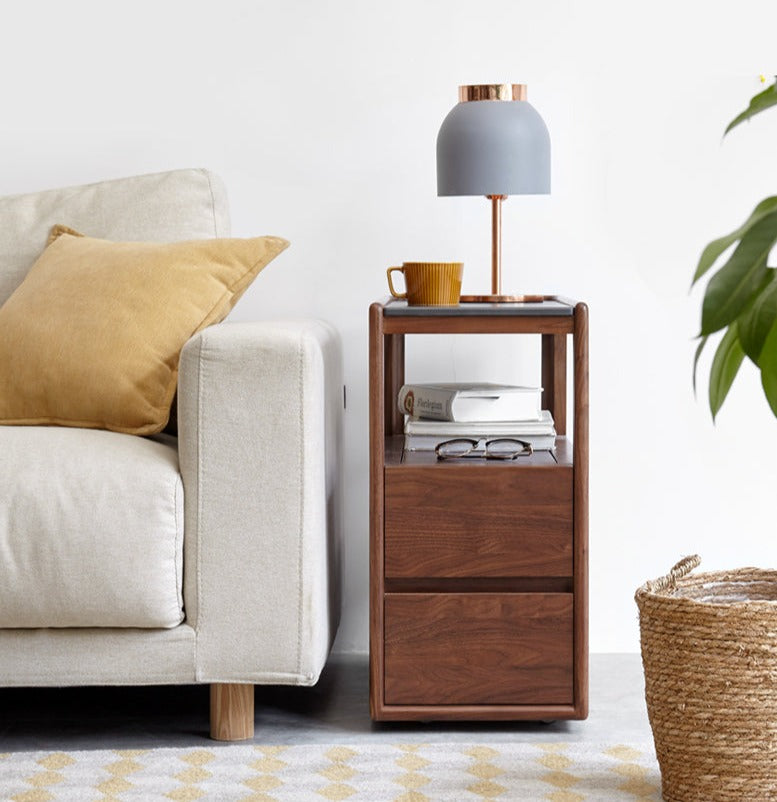 Black Walnut, Sandalwood With Slate Top Side Table