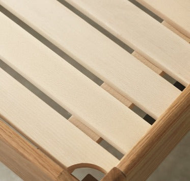 Oak solid wood Suspended platform bed, headboard-free bed with light