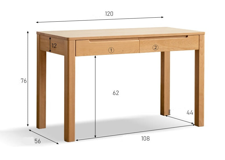 Oak, Beech Solid Wood Office Desk