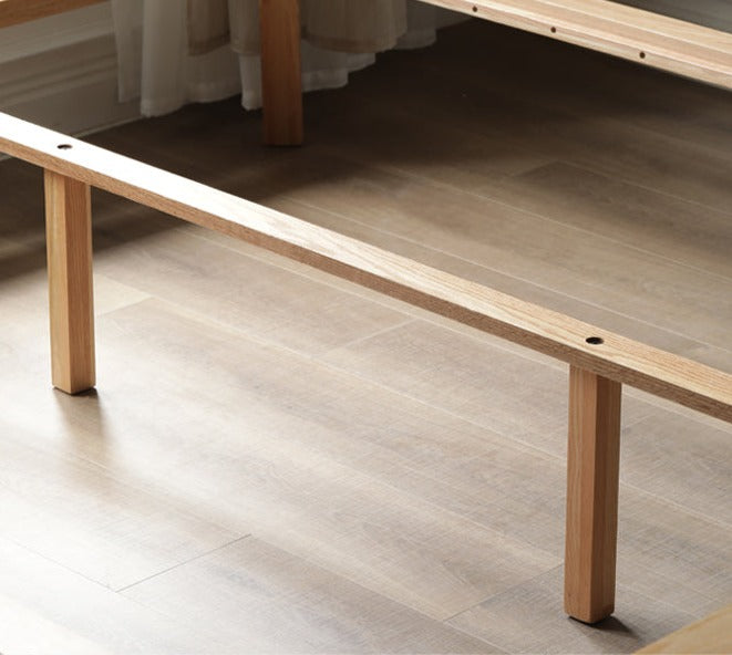 Oak solid wood platform bed, headboard-free bed
