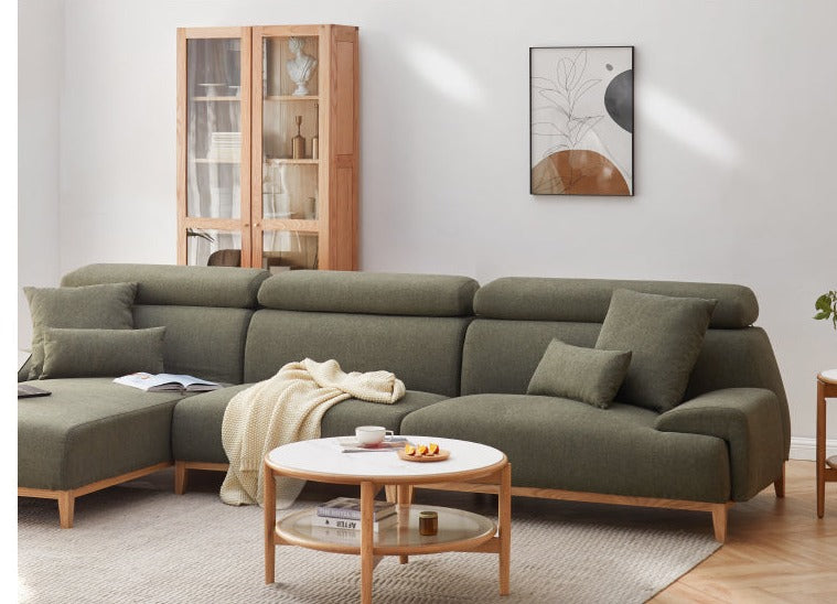 Fabric Modern Corner Sofa with High Back, Frame - Russian Larch
