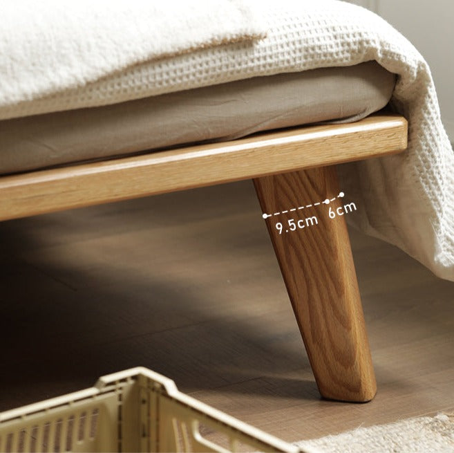 Oak solid wood platform bed, headboard-free bed