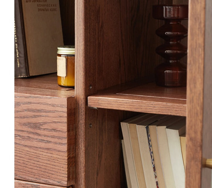 Solid Rubberwood, Oak Solid Wood Nordic Side Cabinet