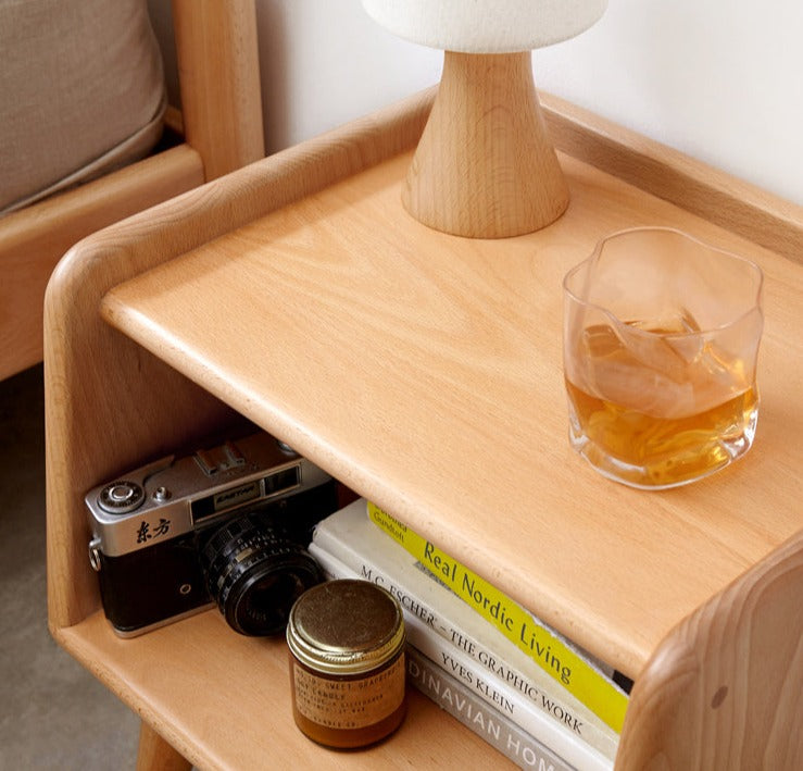 Beech solid wood Fully open nightstand