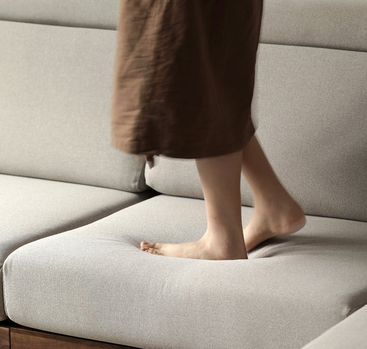 Black Walnut, Ash Solid Wood Adjustable Headrest Sofa.