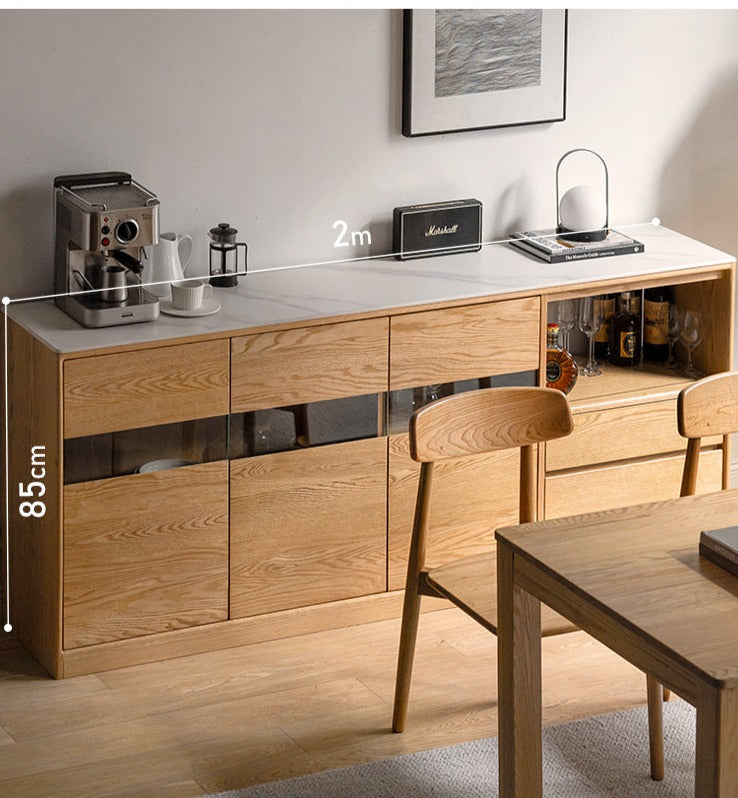 Oak, Ash Solid Wood Nordic Sideboard Slate Top