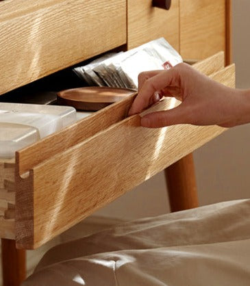 Oak Solid Wood, Solid RubberWood Vanity Table Mirror LED Touch Light.